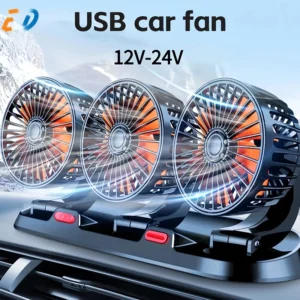 Universal Car Fan 12v/24v Electric Three Head Automotive Fan 360° Adjustable Cooling Fan Low Noise