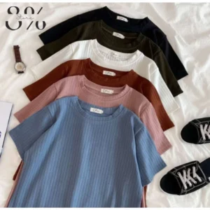 Buy 1 Take 1 Special fab Basic Top lightweight ful Lenght Cotton Knited Fabric Roundneck shirt