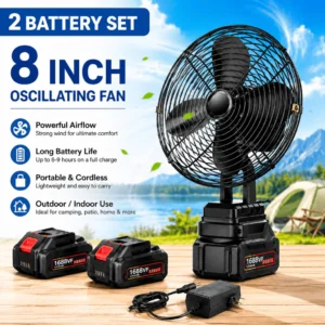 8 Inch Portable Desk Fan 40000mAh Rechargeable 90-135° Adjustable Office Home Outdoor