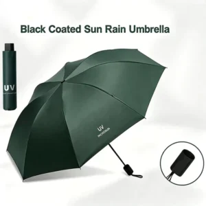 4 Fold Full UV Blocking Black Coated Umbrella Dual Purpose For Sunny And Rainy Days Random Color