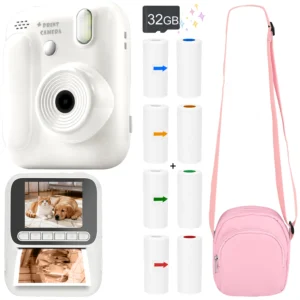 Kids Instant Print Camera Supports Two Kinds Of Paper Purple School Supplies Set Toy Gift Boys Girls Aged 3-14